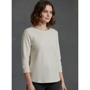 Jane & Delancey Waffle knit top Shoulder button detail Cream Size  L
